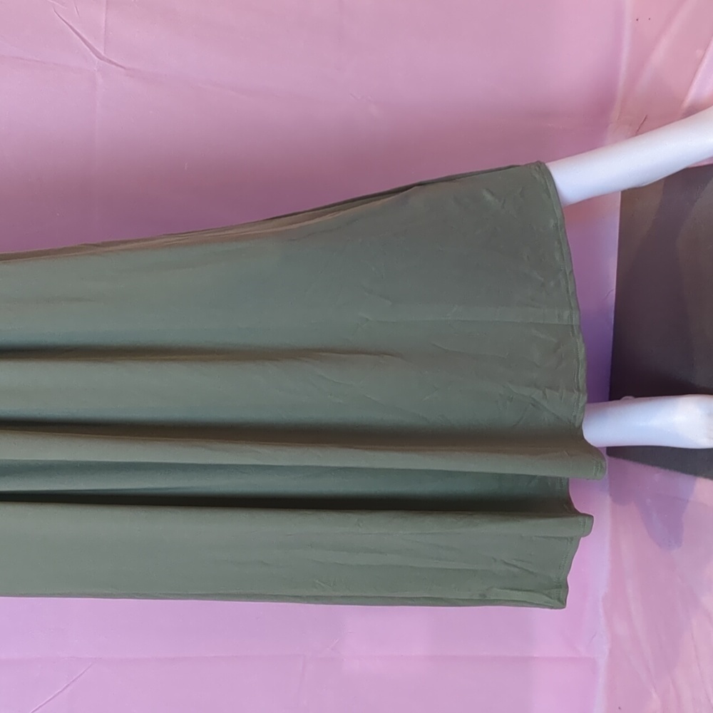 Army Green Strapless Tube Jersey Knit Ruched Bodice Stretchy Maxi Dress - Picture 3 of 8